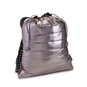 Metallic Silver Top Trenz Drawstring Backpack